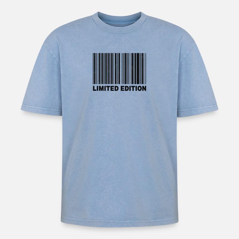 ÉDITION LIMITÉE - CODE-BARRES - T-shirt Premium unisexe oversize acid-washed - bleu délavé acide