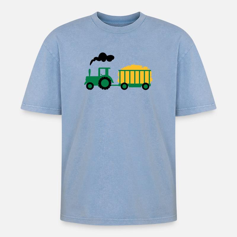 traktor kind geschenk - Oversized Unisex Premium Acid-Washed T-Shirt - Blau Acid Wash