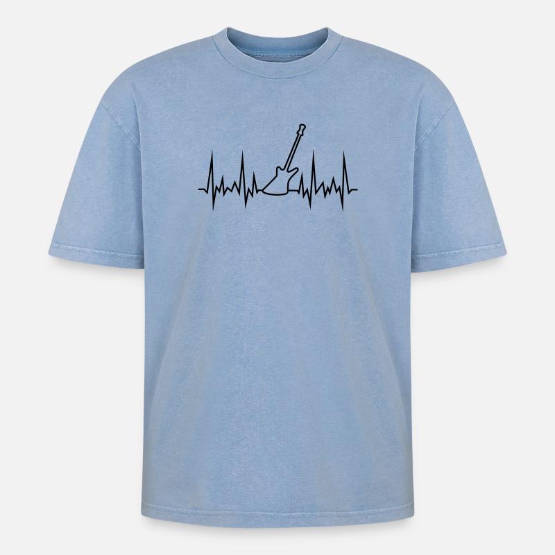wave-E-gitarre - Oversized Unisex Premium Acid-Washed T-Shirt - Blau Acid Wash