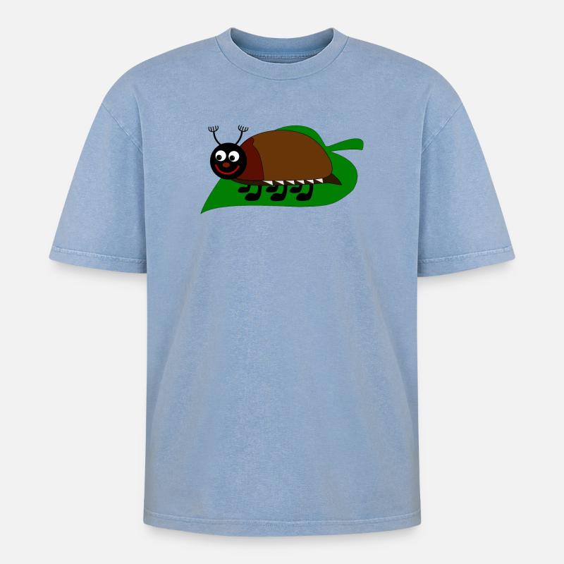 Maikäfer auf einem Blatt - T-shirt Premium unisexe oversize acid-washed - bleu délavé acide