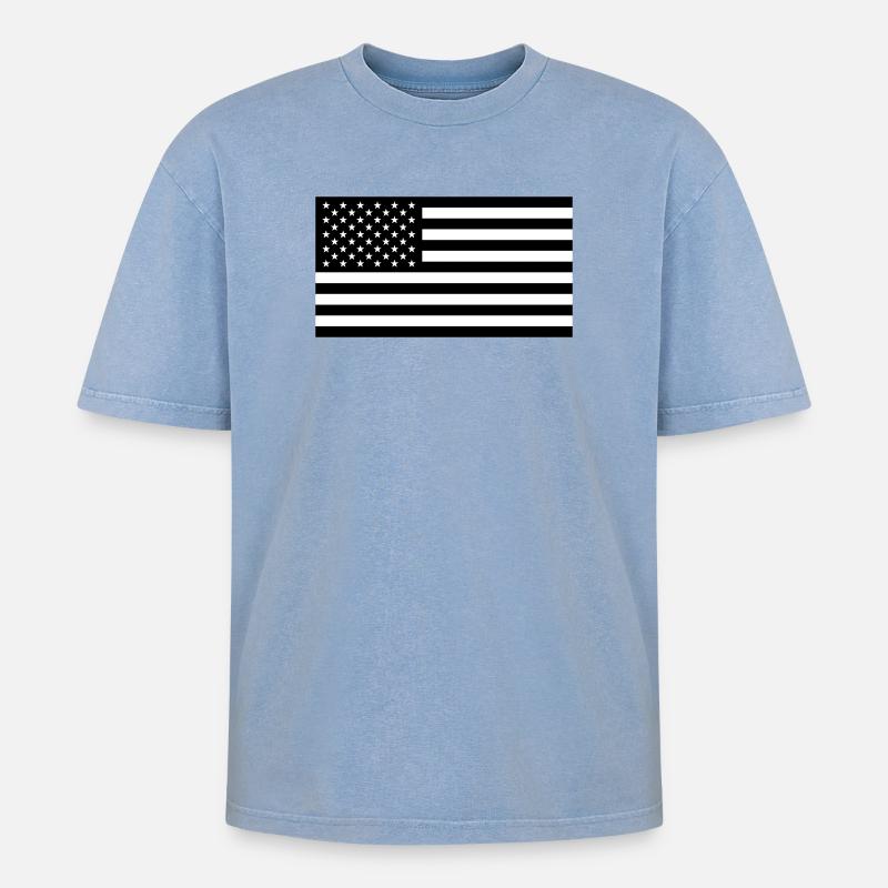LE DRAPEAU AMÉRICAIN - T-shirt Premium unisexe oversize acid-washed - bleu délavé acide