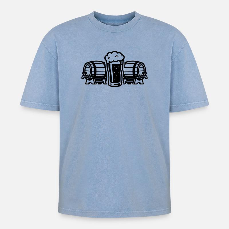 Bier Bierfass Bierglas - Oversized Unisex Premium Acid-Washed T-Shirt - Blau Acid Wash