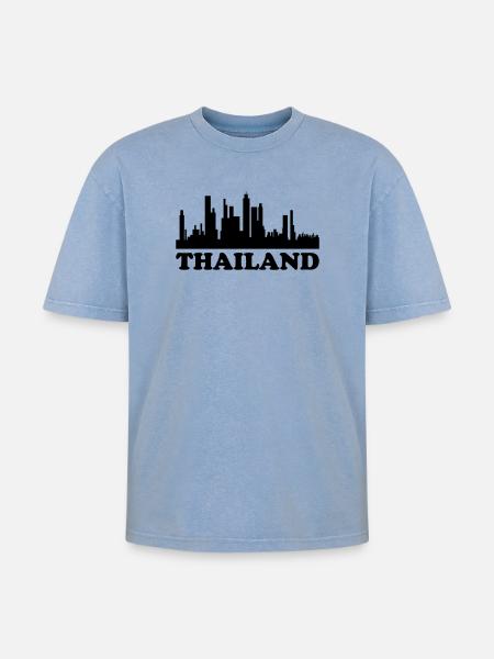 Skyline de Thaïlande - T-shirt Premium unisexe oversize acid-washed - bleu délavé acide