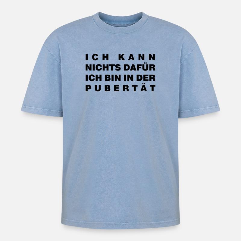 Pubertät - Oversized Unisex Premium Acid-Washed T-Shirt - Blau Acid Wash