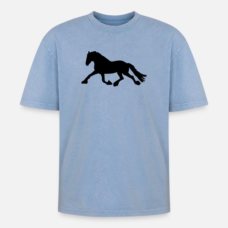 Cheval de course - T-shirt Premium unisexe oversize acid-washed - bleu délavé acide
