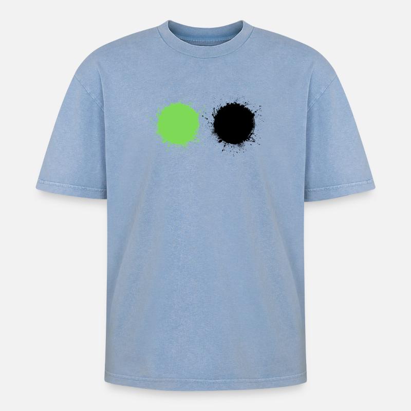 blanc vert - T-shirt Premium unisexe oversize acid-washed - bleu délavé acide