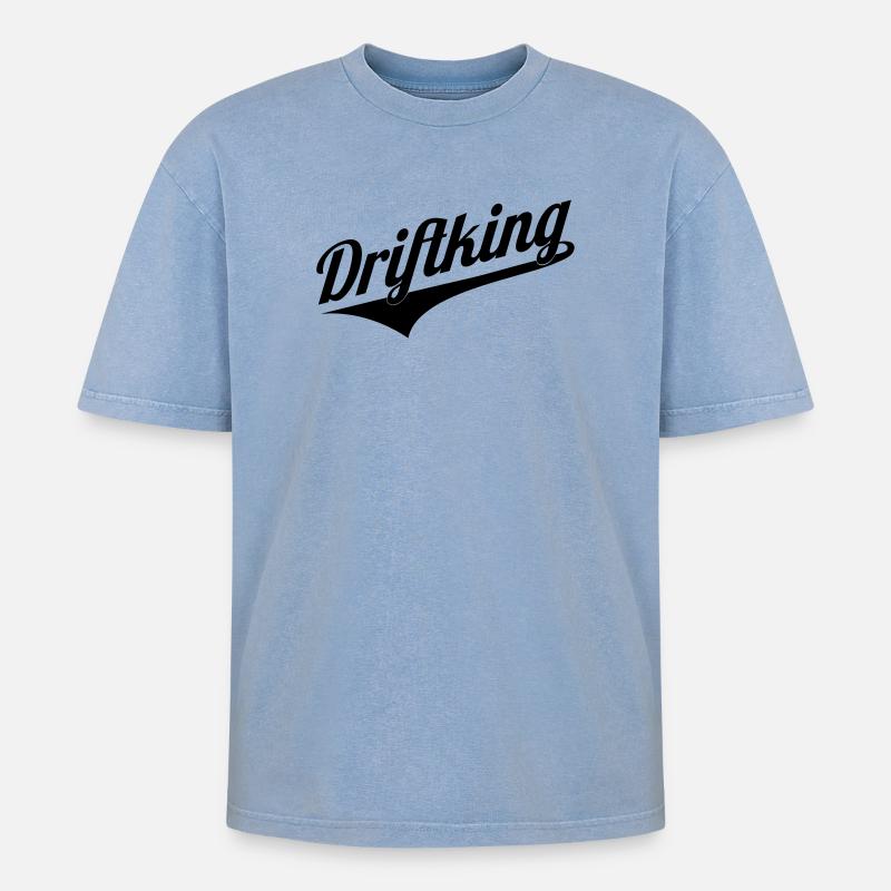 Driftking retro - Oversized Unisex Premium Acid-Washed T-Shirt - Blau Acid Wash