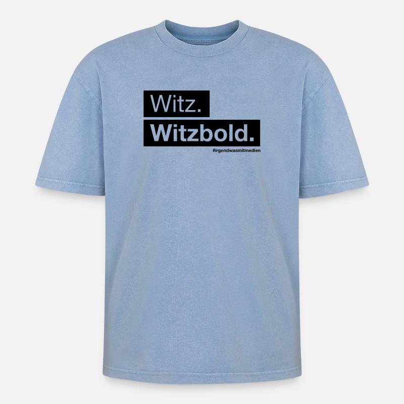 Witz. Witzbold. - Oversized Unisex Premium Acid-Washed T-Shirt - Blau Acid Wash
