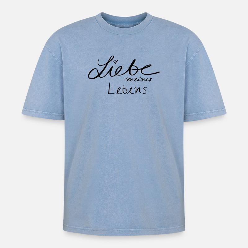 Liebe meines Lebens - Oversized Unisex Premium Acid-Washed T-Shirt - Blau Acid Wash