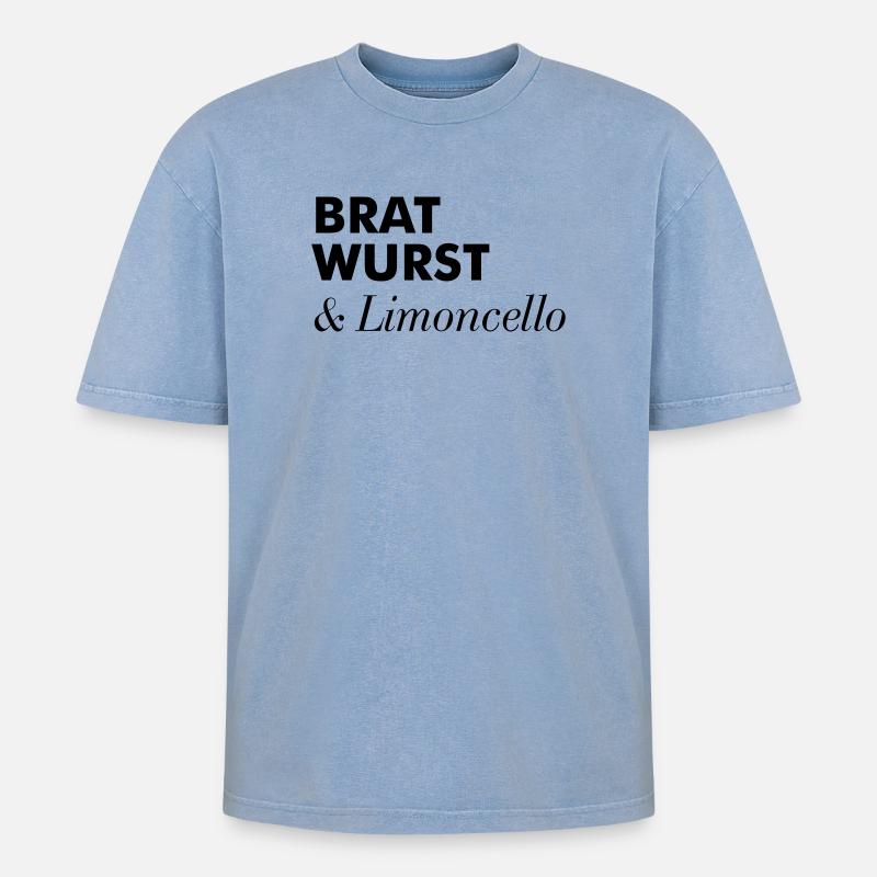 Excursion Bratwurst Limoncello Été - T-shirt Premium unisexe oversize acid-washed - bleu délavé acide