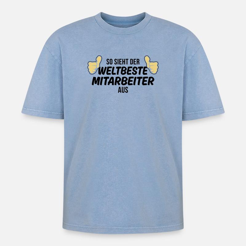 der weltbeste mitarbeiter - Oversized Unisex Premium Acid-Washed T-Shirt - Blau Acid Wash