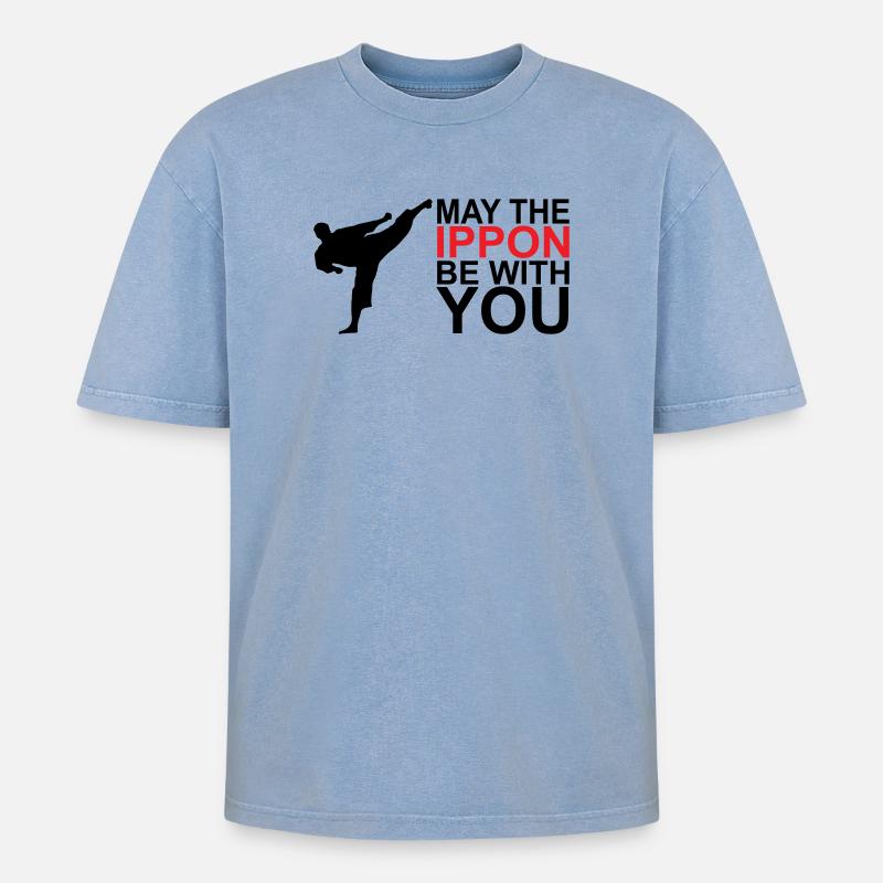 Que l’Ippon soit avec vous - T-shirt Premium unisexe oversize acid-washed - bleu délavé acide
