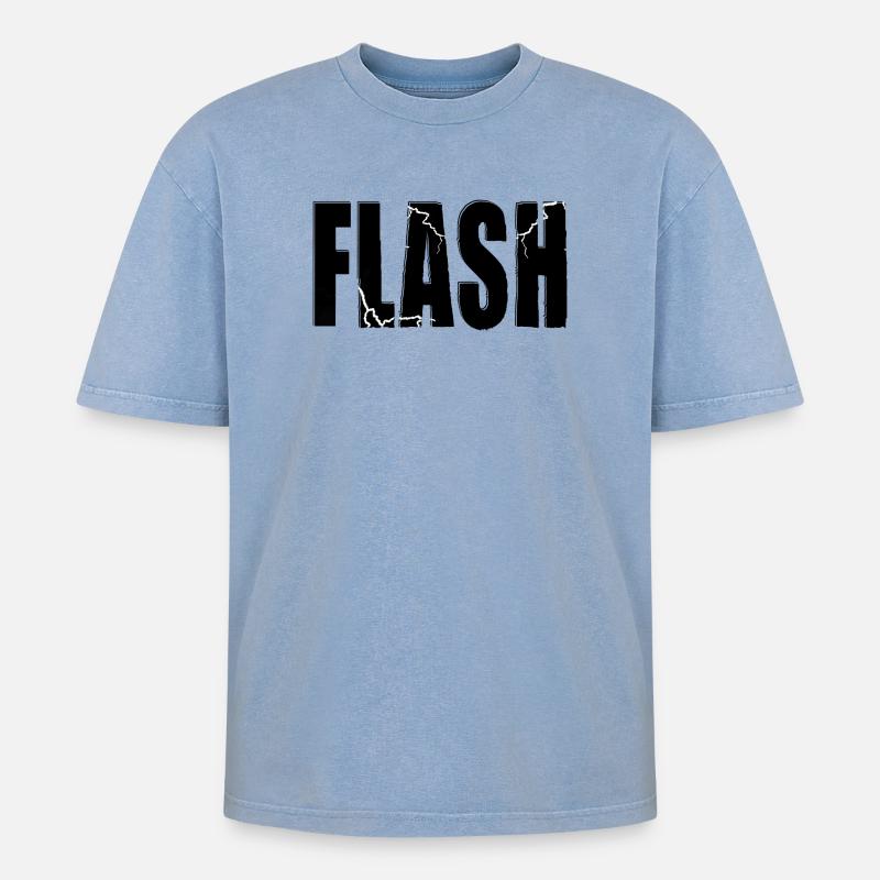 FLASH CLAIM avec flash - T-shirt Premium unisexe oversize acid-washed - bleu délavé acide