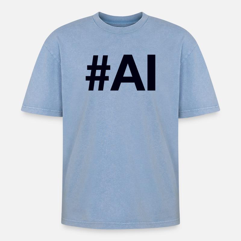 AI Artificial Intelligence - Oversized Unisex Premium Acid-Washed T-Shirt - acid washed blue