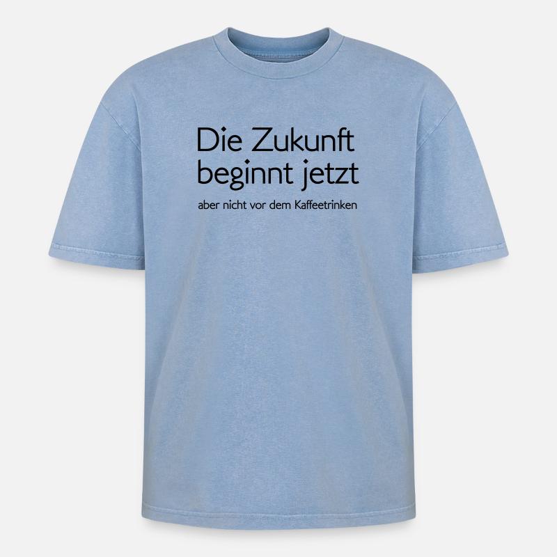 Zukunft - Oversized Unisex Premium Acid-Washed T-Shirt - Blau Acid Wash