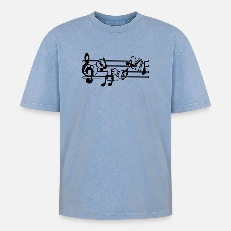 Do re mi - Oversized Unisex Premium Acid-Washed T-Shirt - Blau Acid Wash
