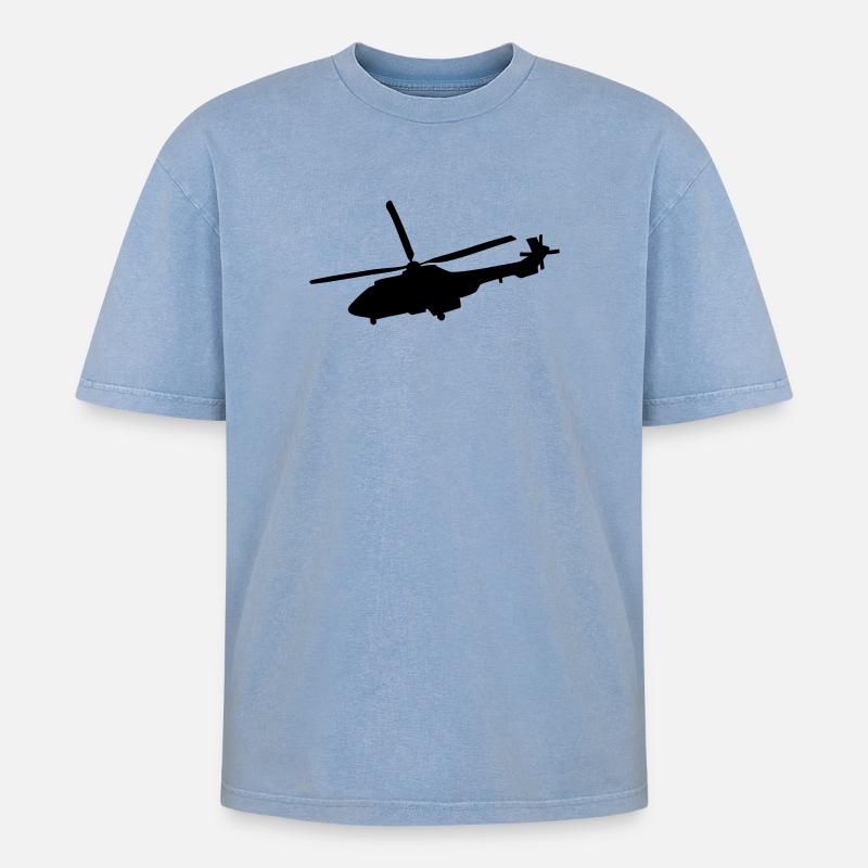 hélicoptère - T-shirt Premium unisexe oversize acid-washed - bleu délavé acide