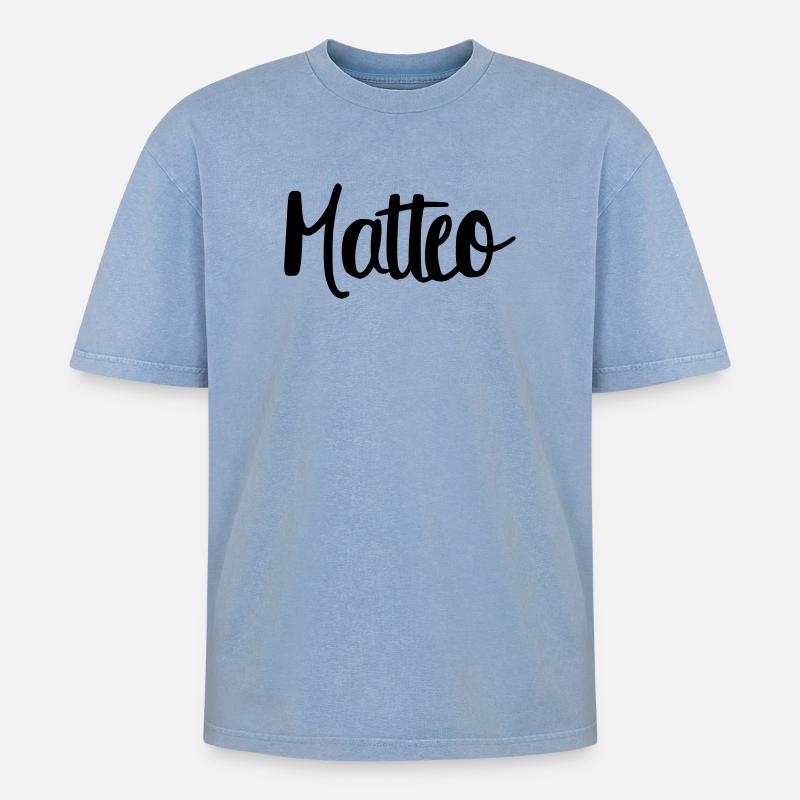 Matteo - T-shirt Premium unisexe oversize acid-washed - bleu délavé acide