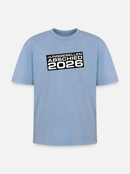 Junggesellenabschied 2026 Jga - Oversized Unisex Premium Acid-Washed T-Shirt - Blau Acid Wash