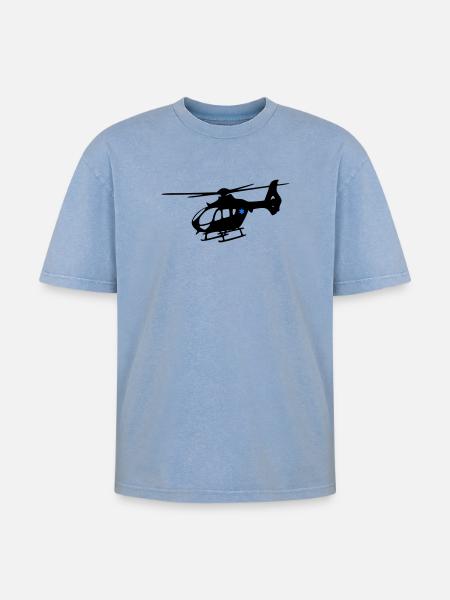 Notarzthubschrauber - Oversized Unisex Premium Acid-Washed T-Shirt - Blau Acid Wash