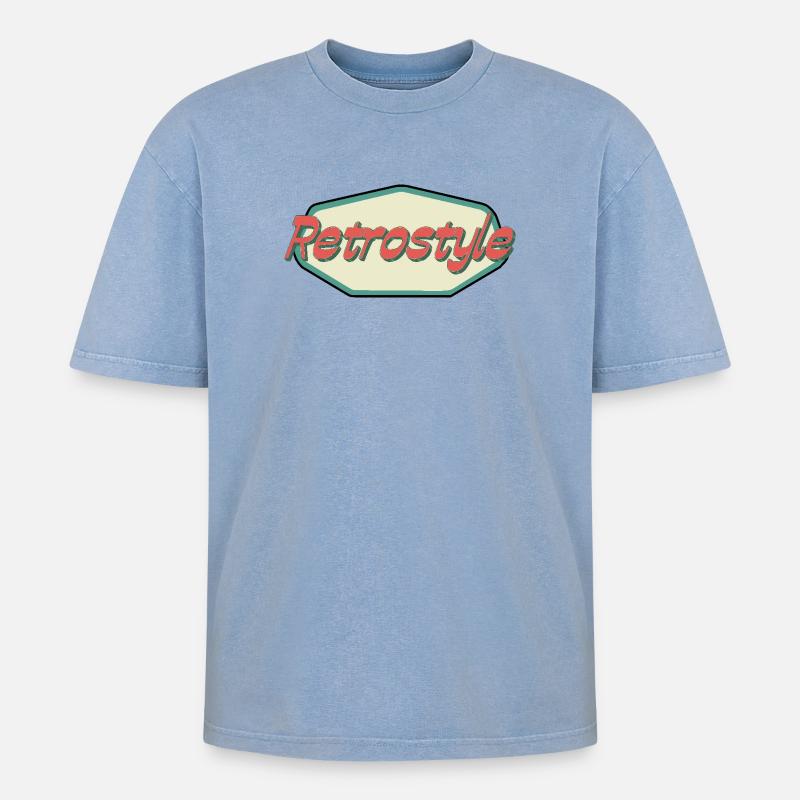 Retrostil - Oversized Unisex Premium Acid-Washed T-Shirt - Blau Acid Wash