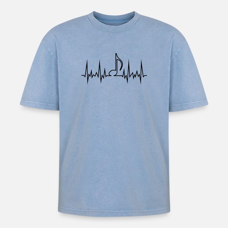 wave_note - T-shirt Premium unisexe oversize acid-washed - bleu délavé acide