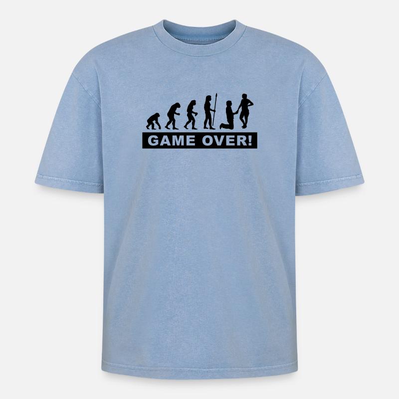 evolution_wedding - T-shirt Premium unisexe oversize acid-washed - bleu délavé acide