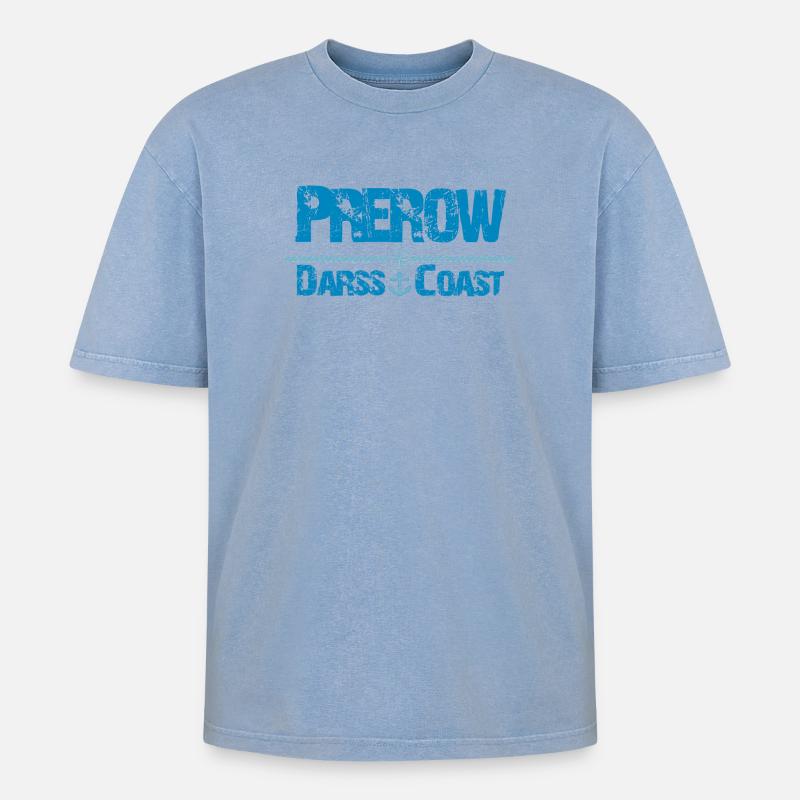 Ostseebad Prerow Darss - Oversized Unisex Premium Acid-Washed T-Shirt - Blau Acid Wash