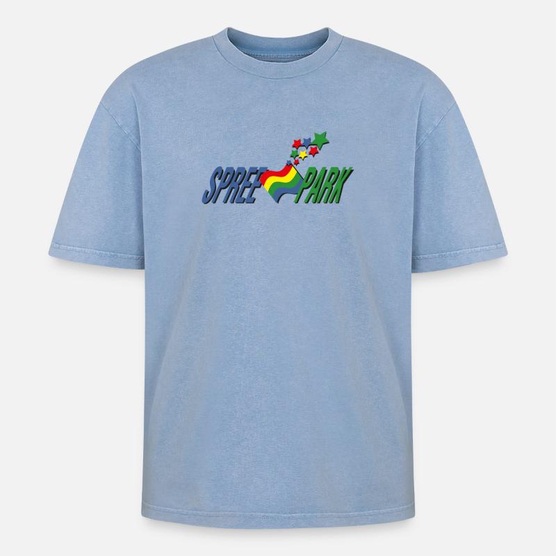 Spree Park - Oversized Unisex Premium Acid-Washed T-Shirt - Blau Acid Wash