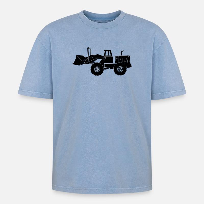 Transparent Bulldozer - T-shirt Premium unisexe oversize acid-washed - bleu délavé acide