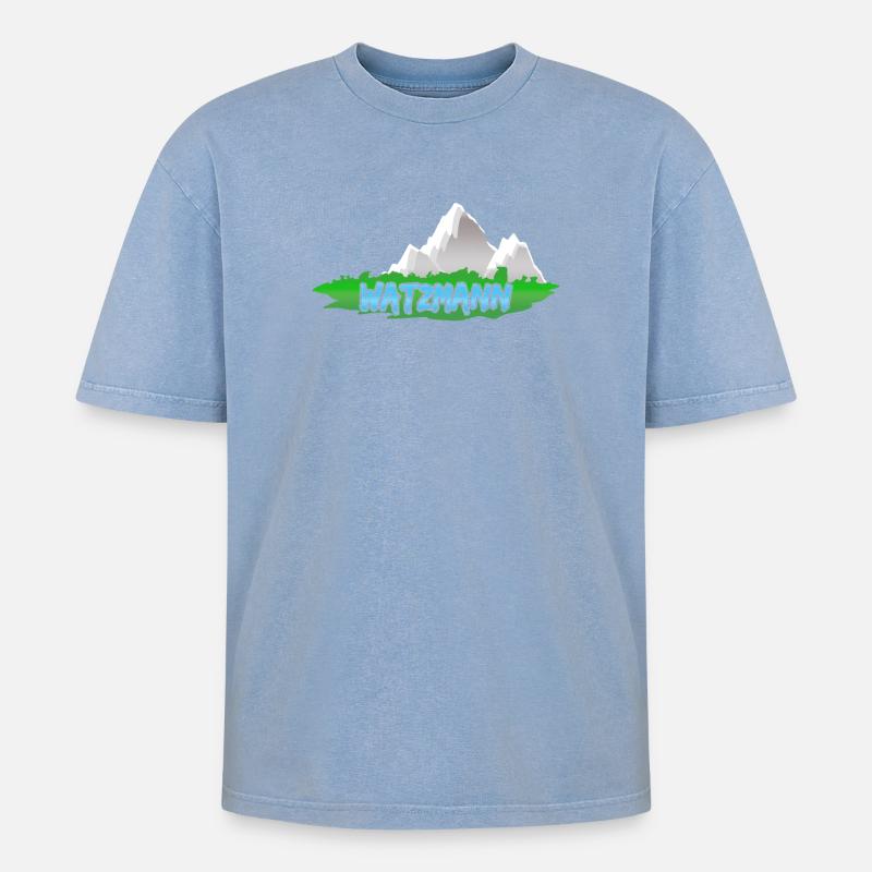 Watzmann Watzmann - Oversized Unisex Premium Acid-Washed T-Shirt - Blau Acid Wash