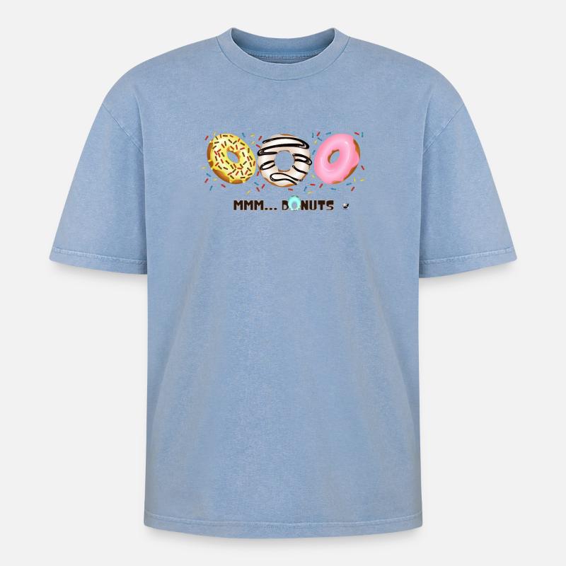Glasierte Donuts mit Sprinkles Abbildung - Oversized Unisex Premium Acid-Washed T-Shirt - Blau Acid Wash