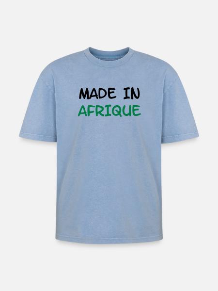 Made in AFRIQUE ! - T-shirt Premium unisexe oversize acid-washed - bleu délavé acide