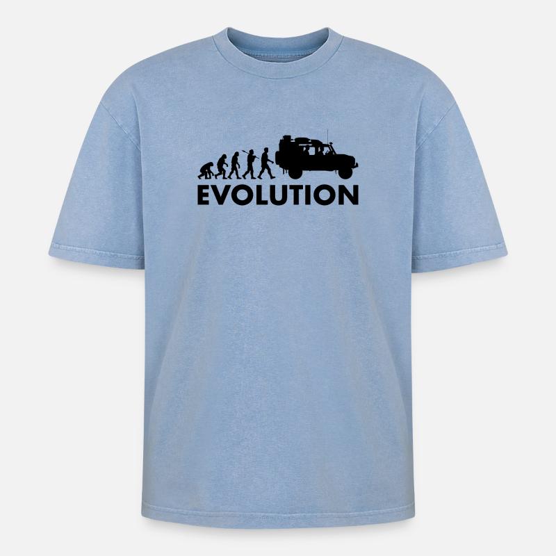 Defender 110 Offroad Evolution - Oversized Unisex Premium Acid-Washed T-Shirt - Blau Acid Wash