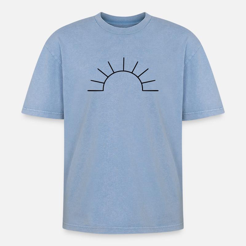schlichte Sonne - Oversized Unisex Premium Acid-Washed T-Shirt - Blau Acid Wash