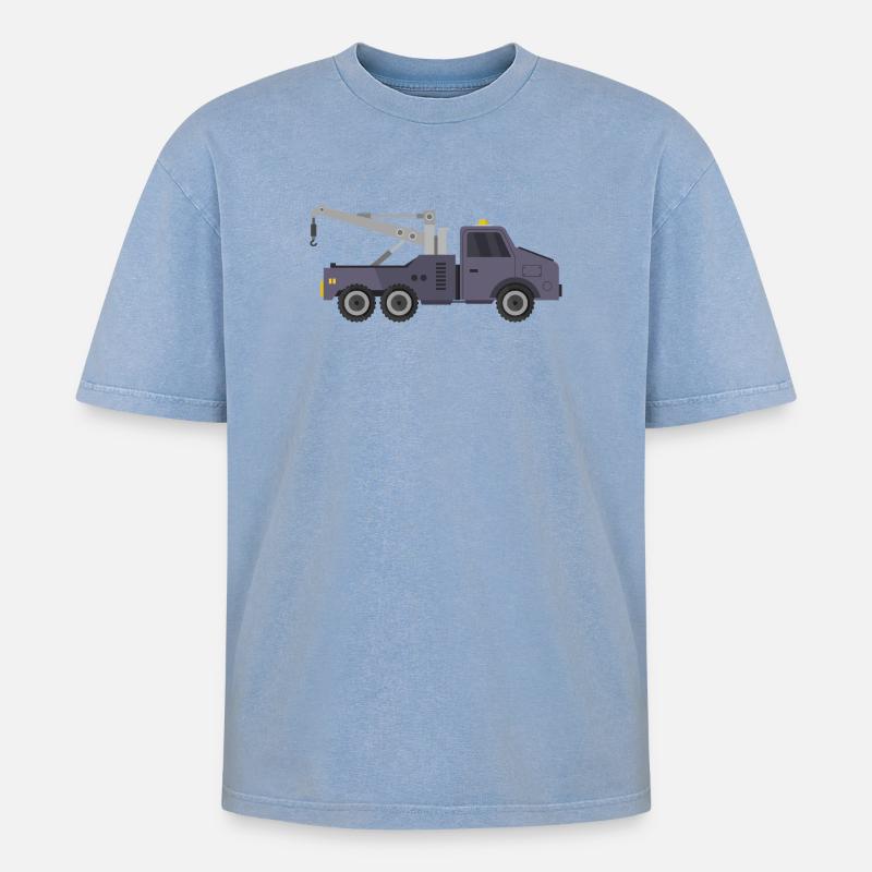 Abschleppwagen - Oversized Unisex Premium Acid-Washed T-Shirt - Blau Acid Wash