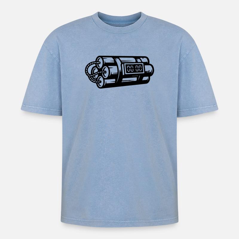 Bombe à retardement Dynamite explosive - T-shirt Premium unisexe oversize acid-washed - bleu délavé acide
