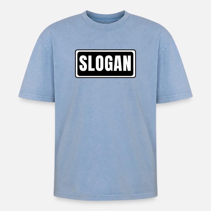 Slogan - Oversized Unisex Premium Acid-Washed T-Shirt - Blau Acid Wash
