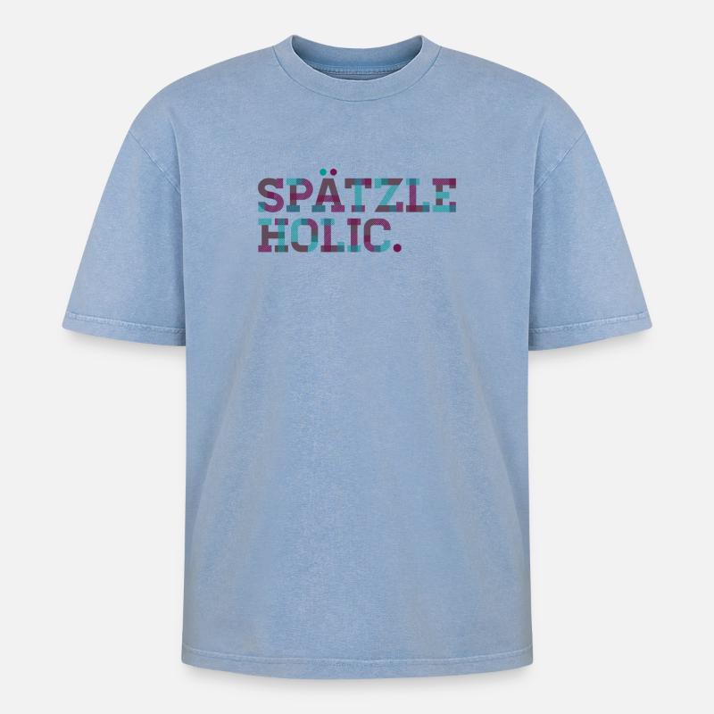 Spätzleholic - Oversized Unisex Premium Acid-Washed T-Shirt - Blau Acid Wash