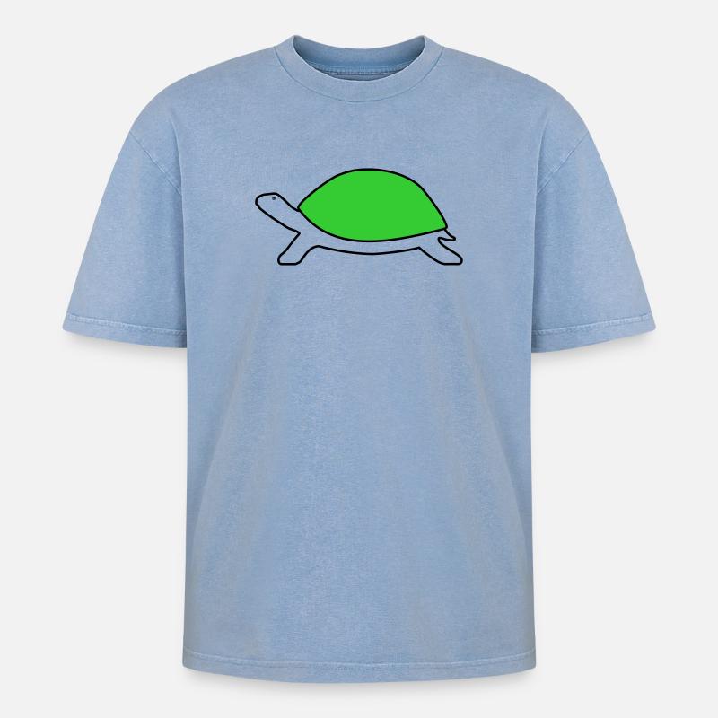 Schildkröte - Oversized Unisex Premium Acid-Washed T-Shirt - Blau Acid Wash