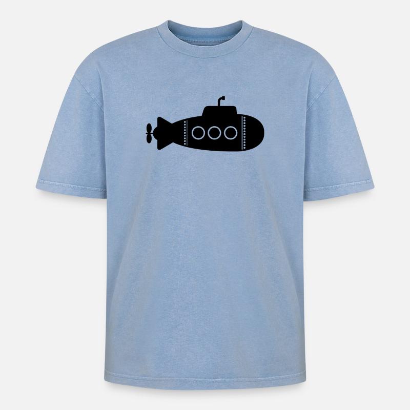 U-Boot - Oversized Unisex Premium Acid-Washed T-Shirt - Blau Acid Wash