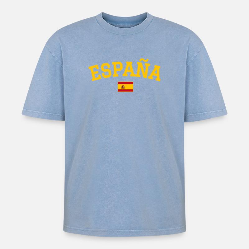 Conception du drapeau de l’Espagne - T-shirt Premium unisexe oversize acid-washed - bleu délavé acide