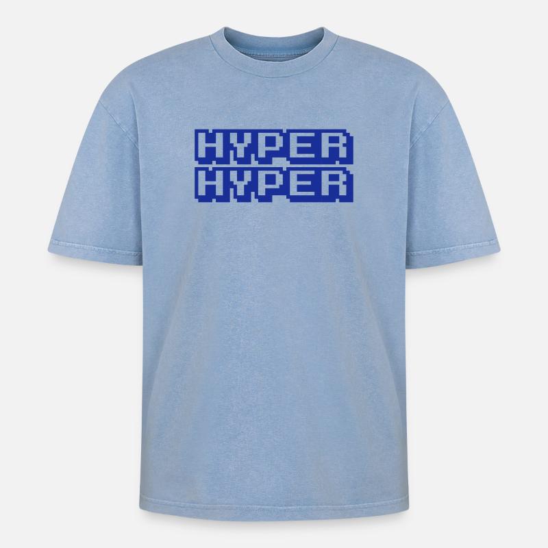 HYPER HYPER - Oversized Unisex Premium Acid-Washed T-Shirt - Blau Acid Wash