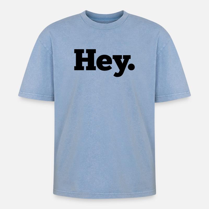 Hey - Oversized Unisex Premium Acid-Washed T-Shirt - Blau Acid Wash