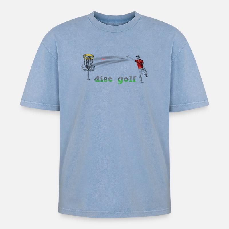 Disc Golf - Oversized Unisex Premium Acid-Washed T-Shirt - Blau Acid Wash