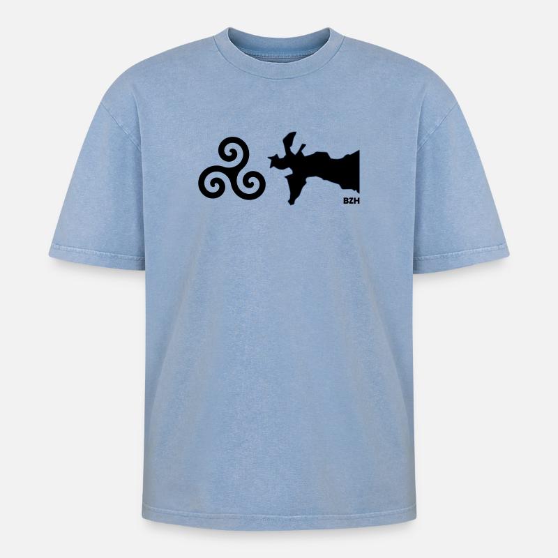 tri-crozon - Oversized Unisex Premium Acid-Washed T-Shirt - Blau Acid Wash