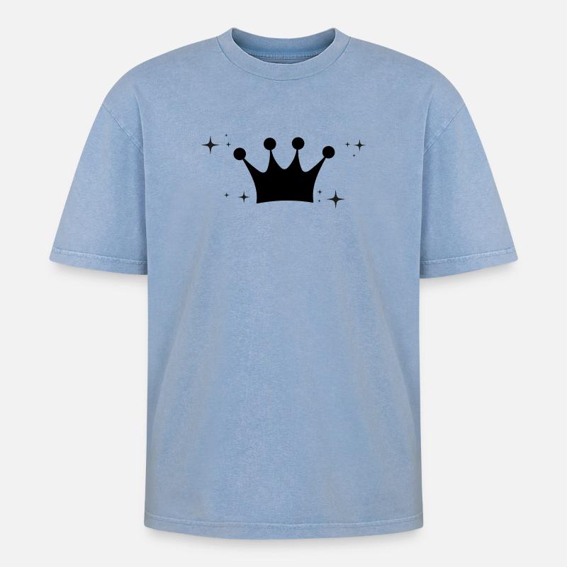 Krone - Oversized Unisex Premium Acid-Washed T-Shirt - Blau Acid Wash