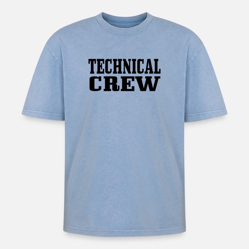 Technische Crew 1 - Oversized Unisex Premium Acid-Washed T-Shirt - Blau Acid Wash