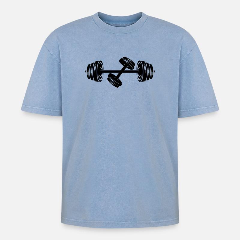 Poids disques d’haltères haltères haltères 2 - T-shirt Premium unisexe oversize acid-washed - bleu délavé acide