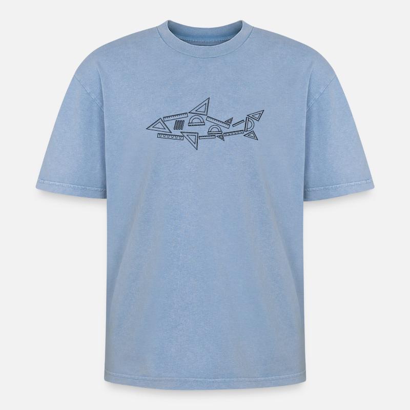 Math Shark - T-shirt Premium unisexe oversize acid-washed - bleu délavé acide